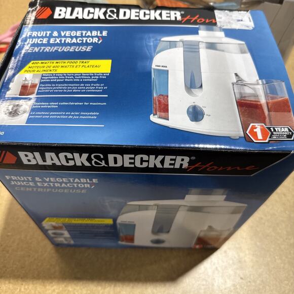 BLACK & DECKER JE2060 Home 400 Watt Fruit & Vegetable Juice Extractor Juicer NOS - Picture 2 of 6